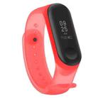 Colorful Translucent Silicone Wrist Strap Watch Band for Xiaomi Mi Band 3 & 4(Red) - 1