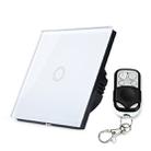 86mm 1 Gang Tempered Glass Panel Wall Switch Smart Home Light Touch Switch with RF433 Remote Controller, AC 110V-240V(White) - 1
