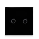 86mm 2 Gang Tempered Glass Panel Wall Switch Smart Home Light Touch Switch with RF433 Remote Controller, AC 110V-240V(Black) - 3