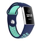 Two-color Round Hole Silicone Watch Band for Fitbit Charge 3, Watch Band Size:130-195mm(Blue Green) - 1