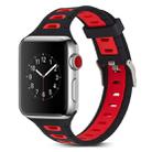 T Shape Two Color Silicone Watch Band for Apple Watch Series 3 & 2 & 1 38mm(Black Red) - 1