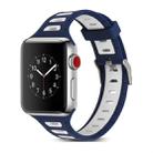 T Shape Two Color Silicone Watch Band for Apple Watch Series 3 & 2 & 1 38mm(White Blue) - 1
