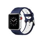 Concavo Convex Silicone Watch Band for Apple Watch Series 3 & 2 & 1 38mm(White Blue) - 1