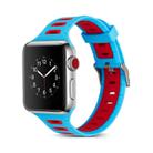 T Shape Two Color Silicone Watch Band for Apple Watch Series 3 & 2 & 1 42mm(Blue + Red) - 1