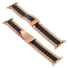 For Apple Watch Series 7 45mm / 6 & SE & 5 & 4 44mm / 3 & 2 & 1 42mm Stainless Steel Wrist Strap Watch Band(Black+Rose gold) - 1