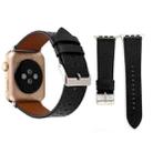 For Apple Watch Series 3 & 2 & 1 38mm Small Cave Genuine Leather Wrist Watch Band(Black) - 1