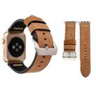 For Apple Watch Series 3 & 2 & 1 38mm Retro XX Line Pattern Genuine Leather Wrist Watch Band(Khaki) - 1