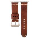 For Apple Watch Series 8&7 41mm / SE 2&6&SE&5&4 40mm / 3&2&1 38mm Thick Sutures Retro Genuine Leather Wrist Watch Band(Brown) - 2