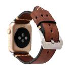 For Apple Watch Series 8&7 41mm / SE 2&6&SE&5&4 40mm / 3&2&1 38mm Thick Sutures Retro Genuine Leather Wrist Watch Band(Brown) - 4