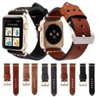 For Apple Watch Series 8&7 41mm / SE 2&6&SE&5&4 40mm / 3&2&1 38mm Thick Sutures Retro Genuine Leather Wrist Watch Band(Brown) - 7