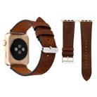 For Apple Watch Series 3 & 2 & 1 42mm Small Cave Genuine Leather Wrist Watch Band(Coffee) - 1