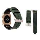 For Apple Watch Ultra 49mm / Series 8&7 45mm / SE 2&6&SE&5&4 44mm / 3&2&1 42mm Retro XX Line Pattern Genuine Leather Wrist Watch Band(Green) - 1