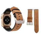 For Apple Watch Ultra 49mm / Series 8&7 45mm / SE 2&6&SE&5&4 44mm / 3&2&1 42mm Retro XX Line Pattern Genuine Leather Wrist Watch Band(Khaki) - 1