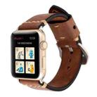 For Apple Watch Ultra 49mm / Series 8&7 45mm / SE 2&6&SE&5&4 44mm / 3&2&1 42mm Thick Sutures Retro Genuine Leather Wrist Watch Band(Khaki) - 1