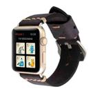 For Apple Watch Ultra 49mm / Series 8&7 45mm / SE 2&6&SE&5&4 44mm / 3&2&1 42mm Thick Sutures Retro Genuine Leather Wrist Watch Band(Blue) - 1