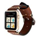 For Apple Watch Ultra 49mm&Watch Ultra 2 49mm / Series 10 46mm / 9&8&7 45mm / SE 3&SE 2&6&SE&5&4 44mm / 3&2&1 42mm Thick Sutures Retro Genuine Leather Wrist Watch Band(Brown) - 1