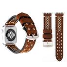 For Apple Watch Ultra 49mm / Series 8&7 45mm / SE 2&6&SE&5&4 44mm / 3&2&1 42mm Manual Line Pattern Genuine Leather Wrist Watch Band(Coffee) - 1