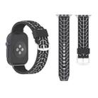 For Apple Watch Series 3 & 2 & 1 38mm Fashion Fishbone Pattern Silicone Watch Band (Black+White) - 1