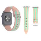 For Apple Watch Series 3 & 2 & 1 38mm Fashion Double Stripes Pattern Silicone Watch Band (Pink+Green) - 1