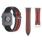 For Apple Watch Series 3 & 2 & 1 38mm Fashion Double Stripes Pattern Silicone Watch Band (Black+Red) - 1