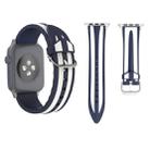 For Apple Watch Series 3 & 2 & 1 38mm Fashion Double Stripes Pattern Silicone Watch Band (Navy Blue+White) - 1