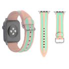 For Apple Watch Series 3 & 2 & 1 42mm Fashion Double Stripes Pattern Silicone Watch Band (Pink+Green) - 1