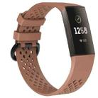 Square Hole Adjustable Sport Watch Band for FITBIT Charge 3(Coffee) - 1