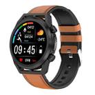 ET310 1.39 inch IPS Screen IP67 Waterproof Leather Band Smart Watch, Support Body Temperature Monitoring / ECG (Brown) - 1