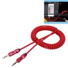 3.5mm 3-pole Male to Male Plug Audio AUX Retractable Coiled Cable, Length: 1.5m(Red) - 1