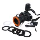 Circular LED Flash Light with 48 LED Lights & 6 Adapter Rings(49mm/52mm/55mm/58mm/62mm/67mm) for Macro Lens(Orange) - 1