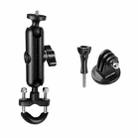 9cm Connecting Rod 20mm Ball Head Motorcycle Handlebar Fixed Mount Holder with Tripod Adapter & Screw for GoPro, Insta360, DJI and Other Action Cameras(Black) - 1