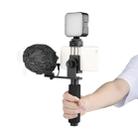 YELANGU PC09 Handheld Grip Holder Bracket + Photography Fill Light + Microphone with Mobile Phone Metal Clamp (Black) - 1