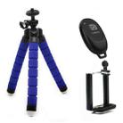 Mini Octopus Flexible Foam Tripod Holder with Phone Clamp & Remote Control (Blue) - 1