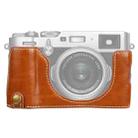 1/4 inch Thread PU Leather Camera Half Case Base for FUJIFILM X100V (Brown) - 1