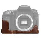 1/4 inch Thread PU Leather Camera Half Case Base for Canon EOS 90D (Coffee) - 1