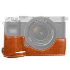 1/4 inch Thread PU Leather Camera Half Case Base for Sony ILCE-7C/A7C (Brown) - 1