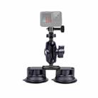 Dual Suction Cup Mount Holder with Tripod Adapter & Screw & Phone Clamp & Anti-lost Silicone Net for for GoPro, Insta360, DJI and Other Action Cameras, Smartphones(Black) - 2