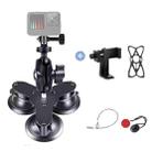 Triangle Suction Cup Mount Holder with Tripod Adapter & Screw & Phone Clamp & Anti-lost Silicone Net for for GoPro Hero12 Black / Hero11 /10 /9 /8 /7 /6 /5, Insta360 Ace / Ace Pro, DJI Osmo Action 4 and Other Action Cameras, Smartphones(Black) - 1