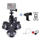 Triangle Suction Cup Mount Holder with Tripod Adapter & Screw & Phone Clamp & Anti-lost Silicone Net for for GoPro, Insta360, DJI and Other Action Cameras, Smartphones(Black) - 1