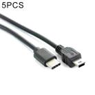 5 PCS 30cm Type-C / USB-C to Mini 5 Pin USB OTG Phone Data Cable for Canon (Black) - 1