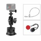 Single Suction Cup Mount Holder with Tripod Adapter & Steel Tether & Safety Buckle (Black) - 1