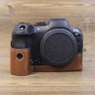 For Canon EOS R7 1/4 inch Thread PU Leather Camera Half Case Base (Coffee) - 1
