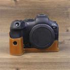 For Canon EOS R7 1/4 inch Thread PU Leather Camera Half Case Base (Brown) - 1