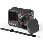 For Insta360 Ace Pro 2 Silicone Protective Case with Wrist Strap & Lens Cover (Black) - 1