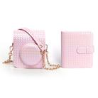 For FUJIFILM instax mini 12 Colorful Woven Leather Case Full Body Camera Bag + Photo Album with Strap (Pink) - 1