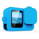 For GoPro HERO13 Black Silicone Protective Case Cover with Wrist Strap & Lens Cover (Blue) - 1