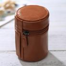 Small Lens Case Zippered PU Leather Pouch Box for DSLR Camera Lens, Size: 11x8x8cm(Brown) - 1