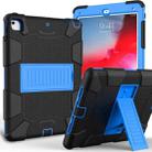 Shockproof Two-color Silicone Protection Shell for iPad 9.7(2018) & 9.7(2017) & Air 2, with Holder(Black+Blue) - 1