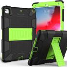 Shockproof Two-color Silicone Protection Shell for iPad 9.7(2018) & 9.7(2017) & Air 2, with Holder(Black+Yellow-green) - 1