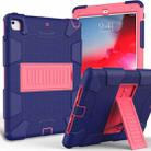 Shockproof Two-color Silicone Protection Shell for iPad 9.7(2018) & 9.7(2017) & Air 2, with Holder(Navy Blue+Rose Red) - 1